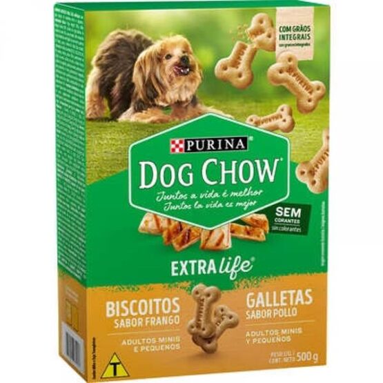 Biscoito Dog Chow Mini para Cães de Raças Pequenas Sabor Frango 500g