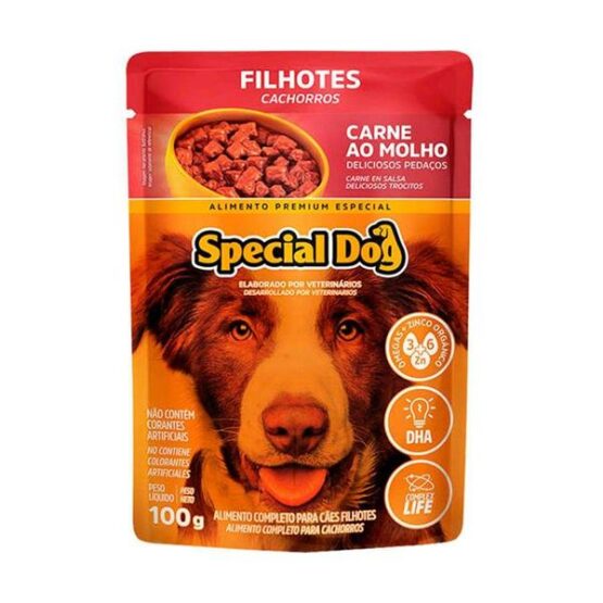 Ração Úmida Special Dog Sachê para Cães Filhotes Sabor Carne 100g