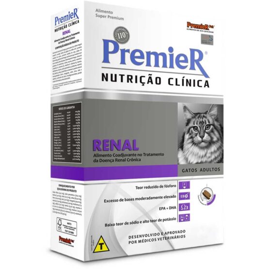 Premier Renal Ração Nutrição Clínica para Gatos Adultos-1,5kg