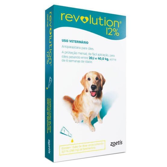 Revolution 12% 2ml para Cães de 20,1Kg a 40kg 1 pipeta