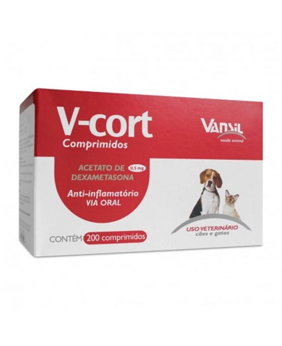 Anti-inflamatório acetato de dexametaxona 0,5mg 20 comprimidos  V-CORT