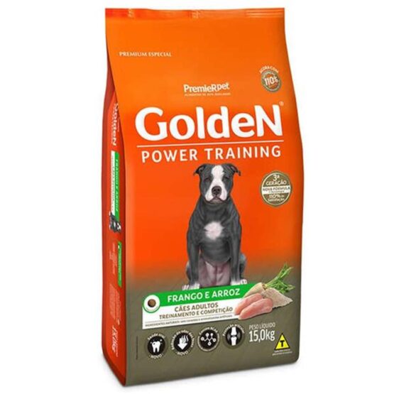 Ração Golden Power Training para Cães Adultos Sabor Frango e Arroz – 15kg