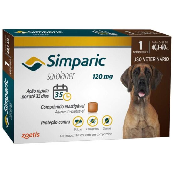 Antipulgas simparic 120mg para cães de 40-60kg