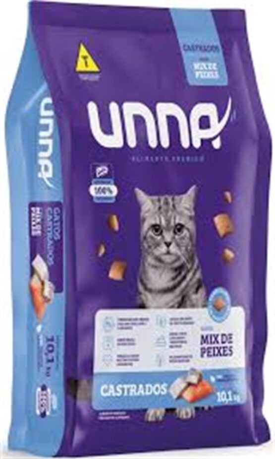 Ração para gatos castrados  Unna mix de peixes 10,1kg