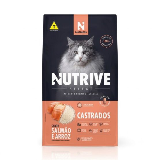 Ração Nutrive gatos castrados Salmão e arroz 1KG